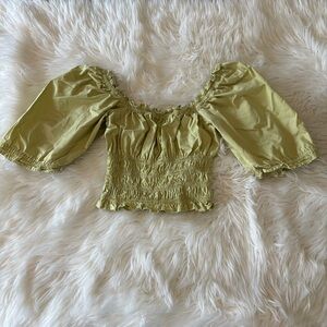 Levi's Light Green Smocked Blouse